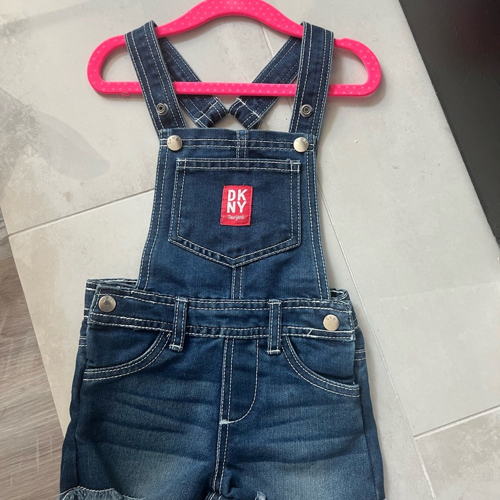 Shorts, DKNY New York denim overalls, 2T